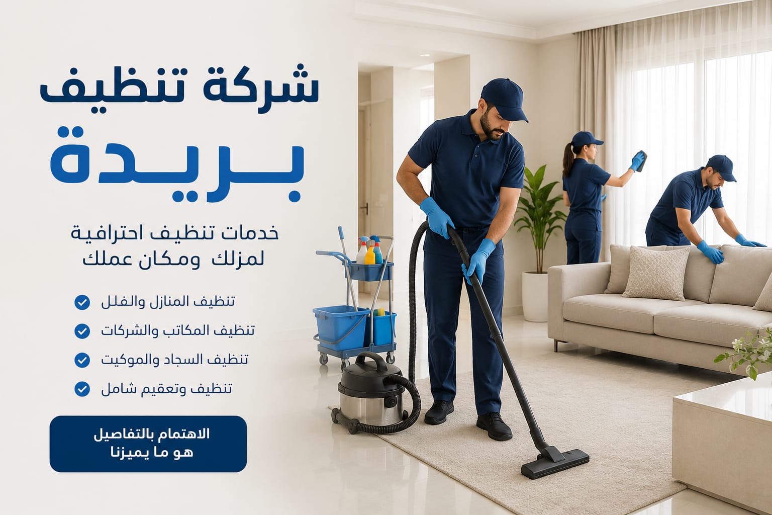 القصيم كلين لاعمال تنظيف التكييفات بجميع أنواعها. تنظيف المفروشات والكنب والمراتب. تنظيف السجاد والموكيت بأحدث المعدات. تعقيم وإزالة الأتربة والبكتيريا. تنظيف المنازل والفلل والشركات